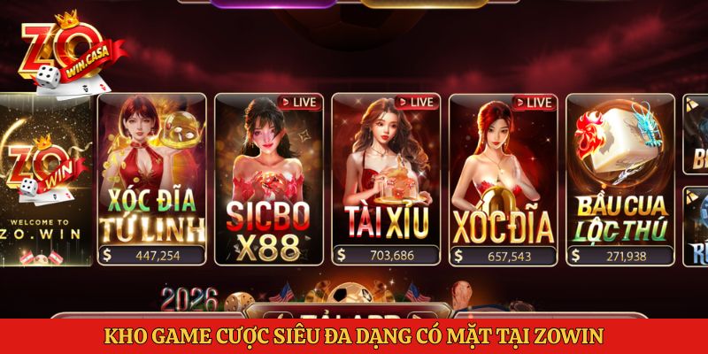 Zowin 3 Kho game cược siêu đa dạng có mặt tại Zowin